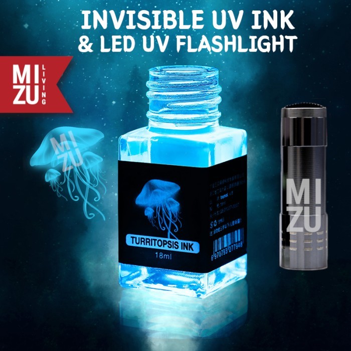 

MIZU TURRITOPSIS UV Invisible Fountain Pen Ink + UV Light Tinta+Senter