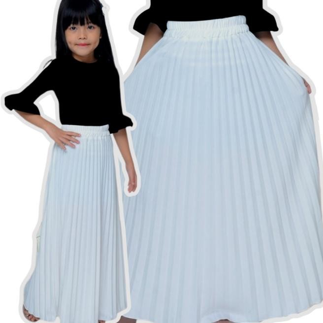 Rok Plisket Putih Anak Cewek Perempuan Muslimah