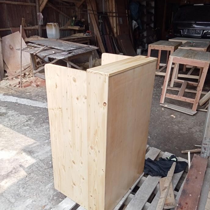 meja kasir mini kayu