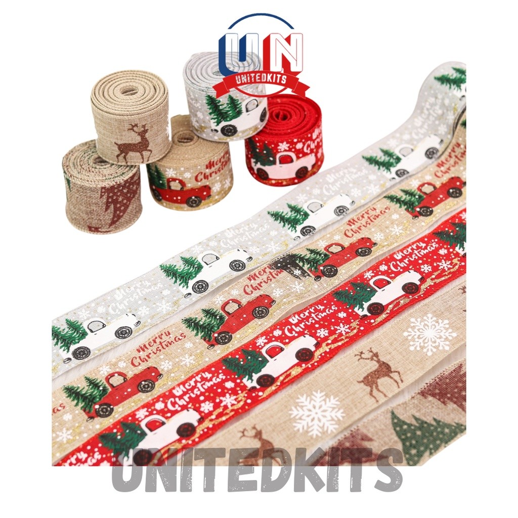 

Dekorasi Natal PITA RIBBON NATAL MERRY CHRISTMAS / HIASAN DEKORASI POHON NATAL 5 METER UNITEDKITS