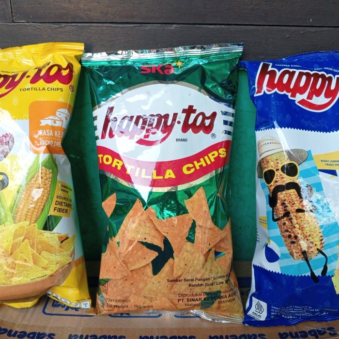 

TERBATAS snack happy tos 3 varian rasa enak dan gurih tortila chips.jagung bakar.keju