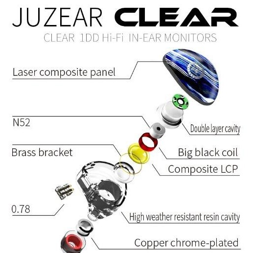 JUZEAR CLEAR 10mm LCP 1DD HiFi IEM Dynamic In Ear Earphone