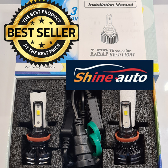 Foglamp Led 3 Warna H11. Plug and Play Solusi terang tembus hujan