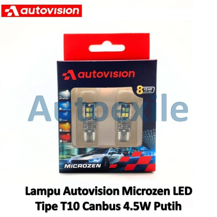 Autovision Microzen LED T10 W5W 4.5W Canbus Putih White Lampu Senja
