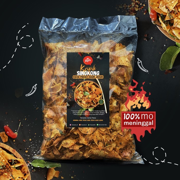 

BERMUTU Yasnack Keripik Singkong Pedas Daun Jeruk/Kripset/500gr