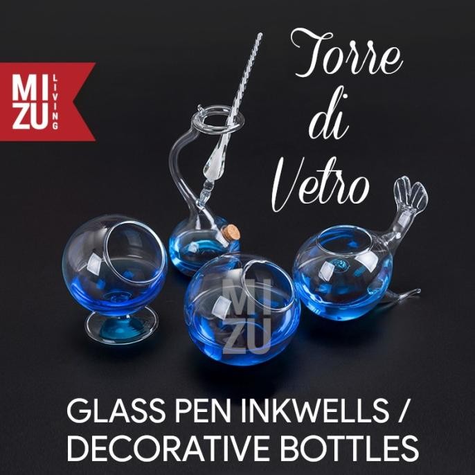 

MIZU TORRE VETRO Glass Pen Inkwell Decorative Bottles Botol Kaca Tinta