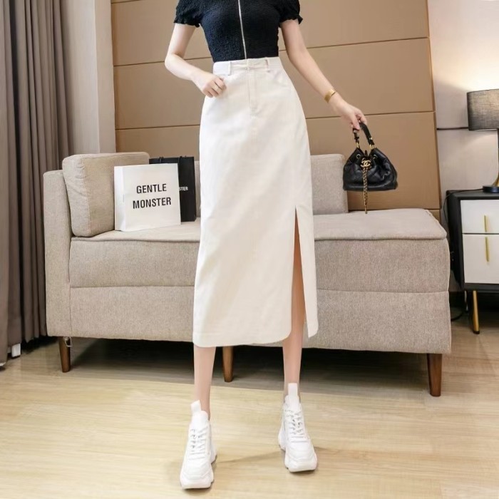 Rok JumboSize Xs-5XlRok Jeans Putih Rok A Line Rok Korean Style Rok Jeans 7/8 Rok Denim Panjang