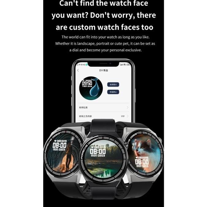 GT8 Porsche GPS NFC Smart Watch 1.28 inch Screen Bluetooth Call Watche