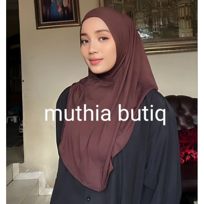Hijab / Jilbab Bergo Instan Malay Non Pet Bahan Kaos Rayon .