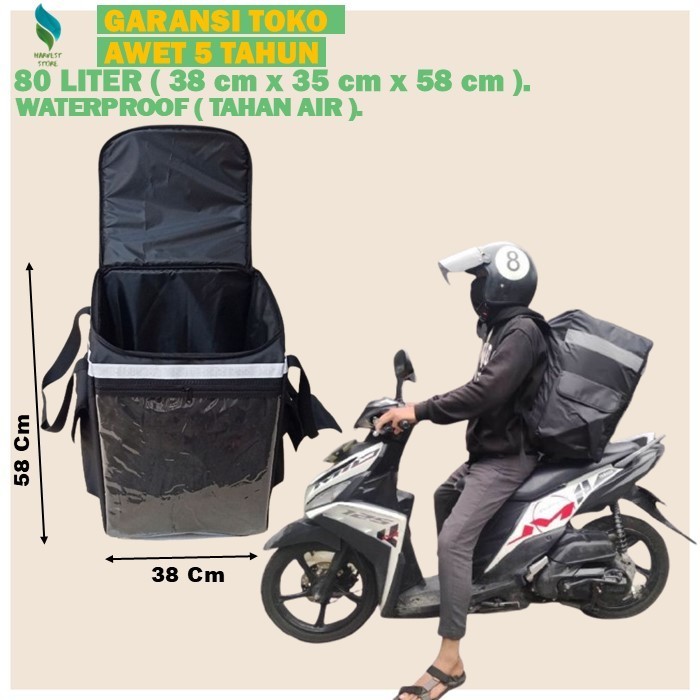 BEBAS ONGKIR - Tas Kurir Motor Tas Kurir JUMBO 80 LITER Tas Motor Belakang Samping Tas Motor Kurir