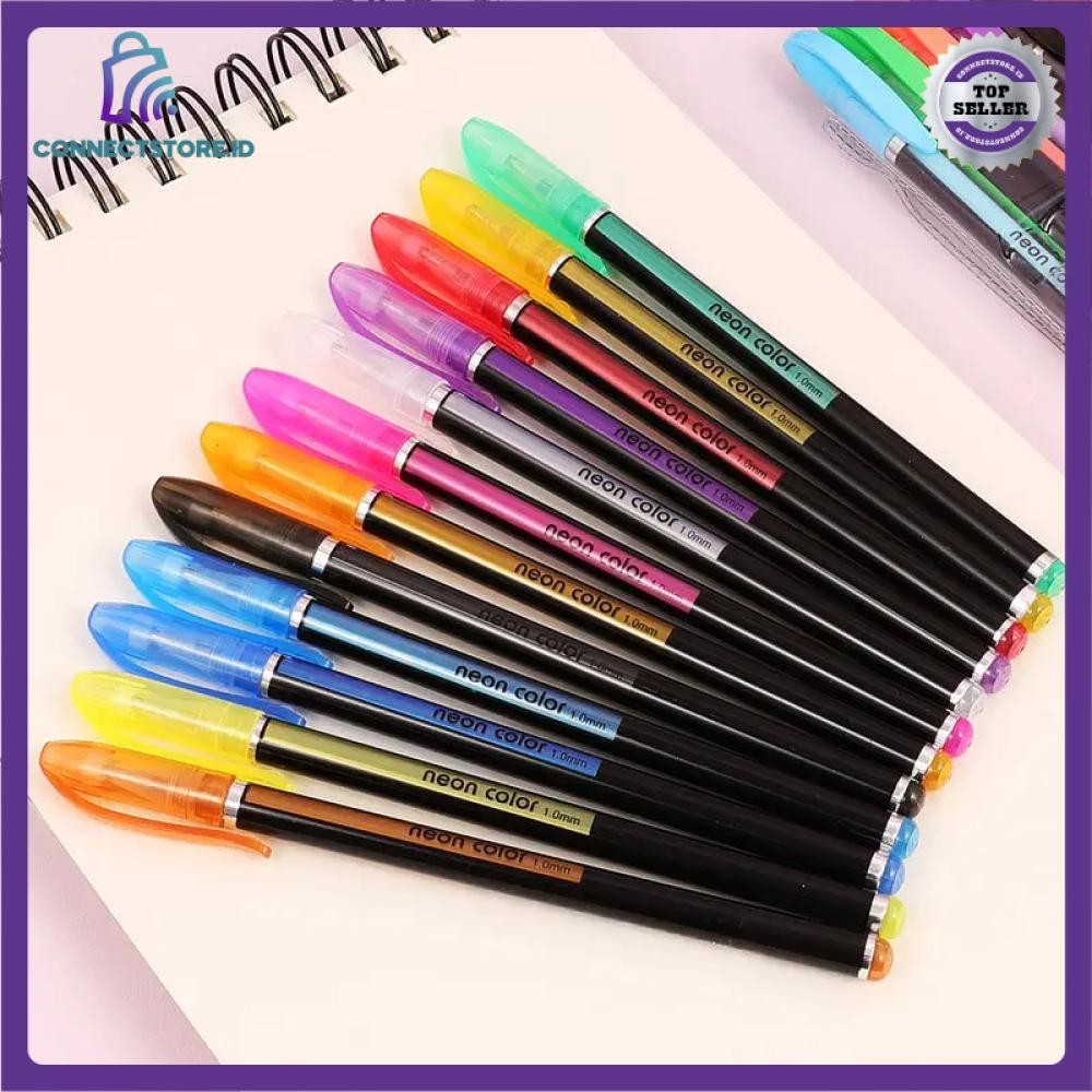 

Pena Pulpen Warna Gel Pen Glitter Neon Color 1 12 PCS - Multi Warna