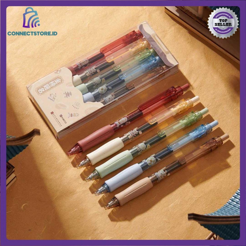 

Pena Pulpen Gel 0.5mm Quick Dry Black Ink 5 Pcs Multi Color