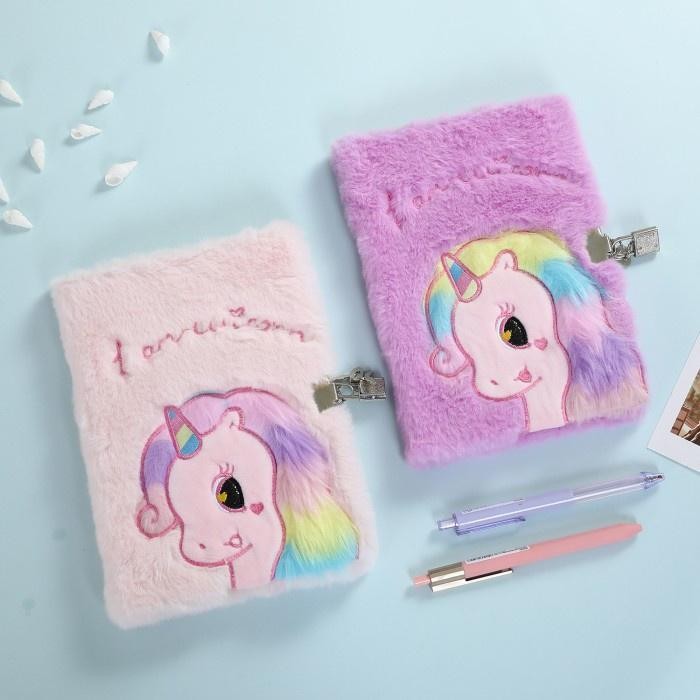 

[Khusus Batam] Buku Diary Lucu Unicorn Lembut Kunci Rahasia, Key Lock Diary Book [G]
