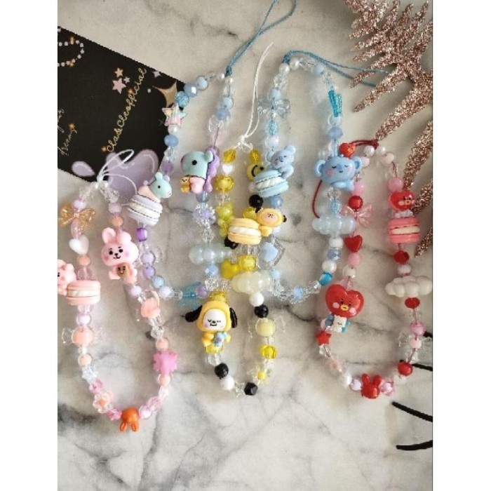 HEMAT TERUPDATE PHONE STRAP BTS / BT21 / KPOP / PHONE CHARM / PHONE BEADS / AKSESORIS HP / GANTUNGAN