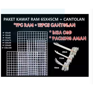TERBAIK Kawat Ram 65x45 Cm - Rak Display Aksesoris HP - Rak Gantung putih
