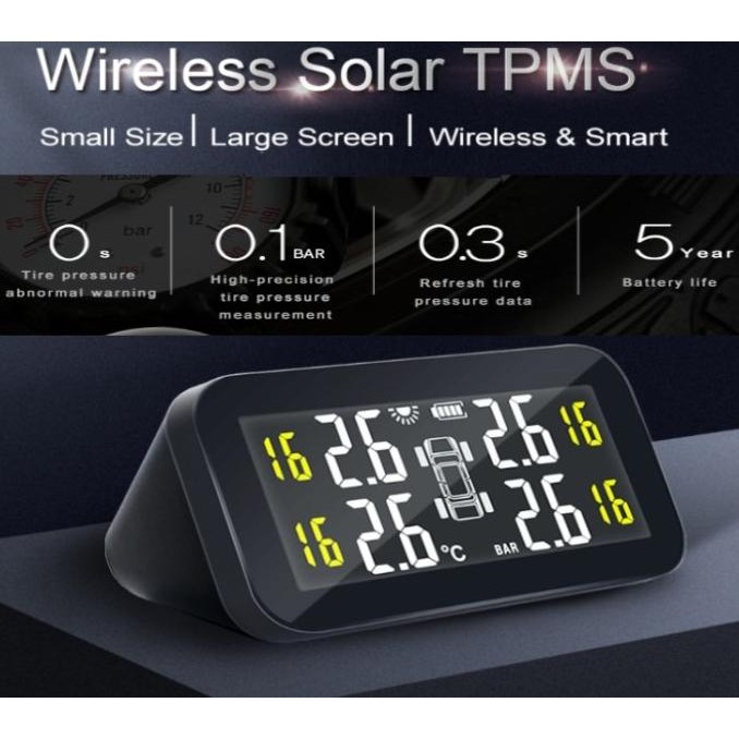 Solar Tpms Large Screen Tire Pressure Pengukur Tekanan Angin Ban Mobil Original Dan Terpercaya