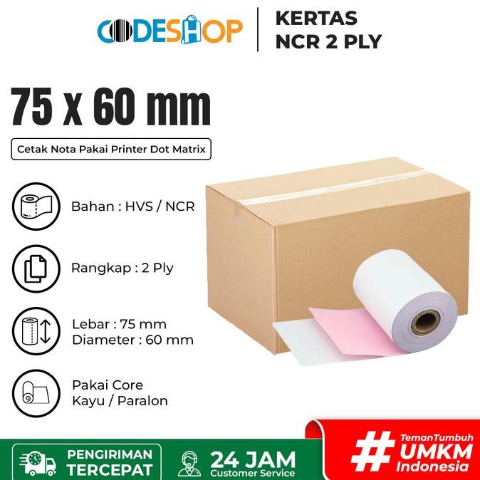 

Sale 1 Dus - Kertas Struk Kasir 75 X 60 Mm - 2Ply - Epson Tmu 220 D