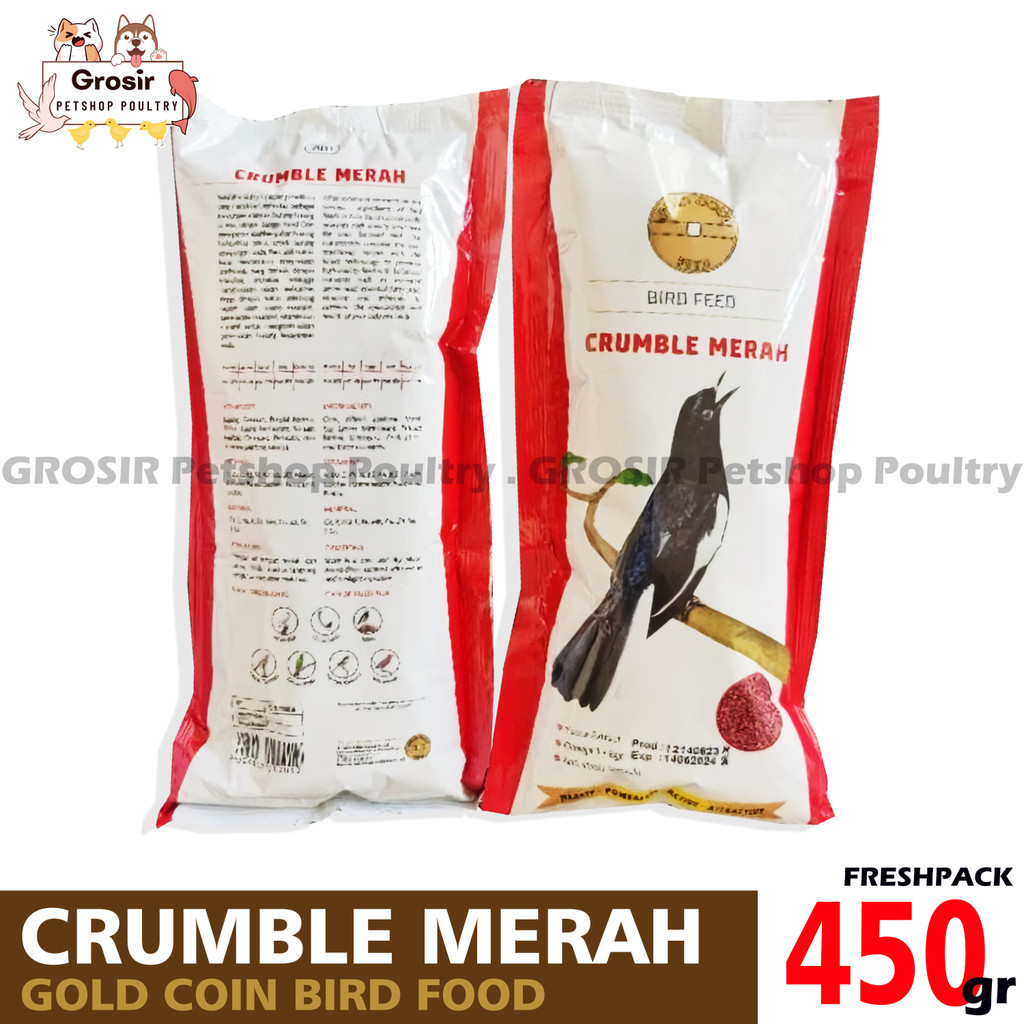 GOLD COIN GOLDCOIN MERAH 450GRAM GAMBAR KACER MAKANAN PAKAN VOER BURUNG MURAI ANIS KACER
