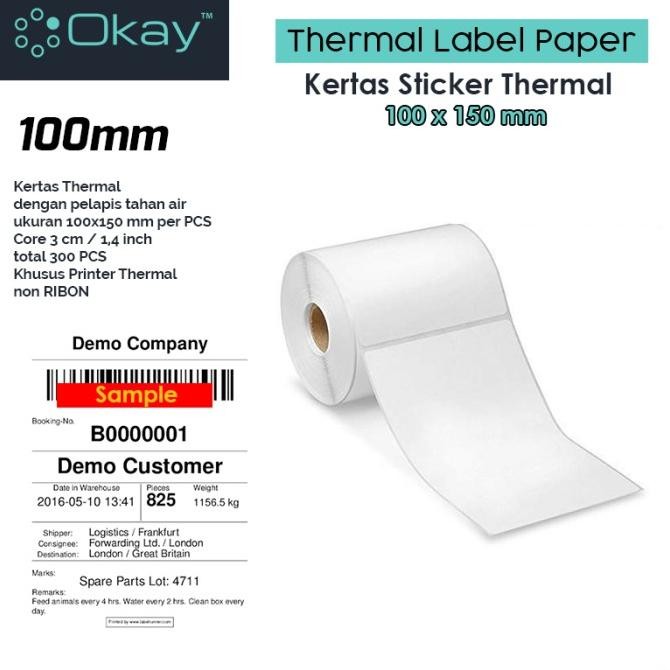 

Sale Kertas Thermal Label 100X150 Mm Sticker Label Isi 300 Pcs