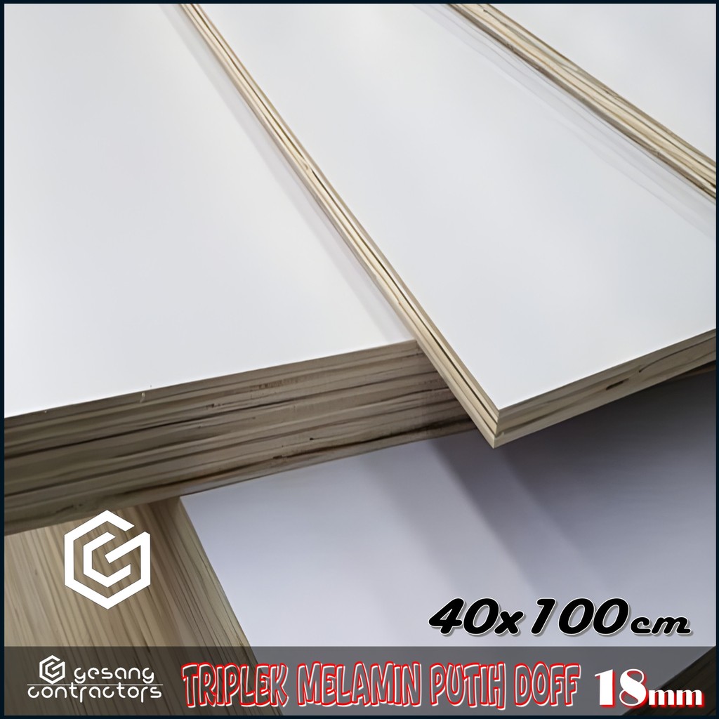 Triplek Melamin Putih 18mm 40x100 cm ( 100x40 cm ) Triplek Putih Doff 1 Muka 18 mm 40x100 cm