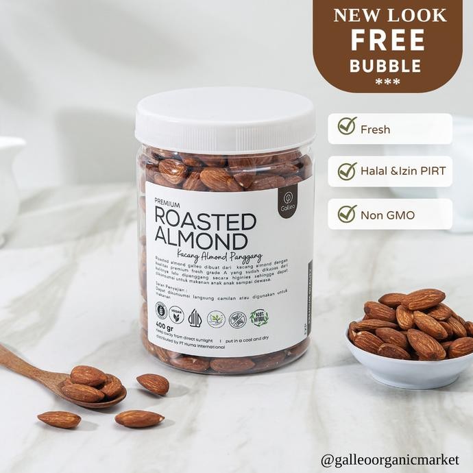 

Kacang Almond Panggang Kupas 500 gr / Roasted Almond Galleo WS88