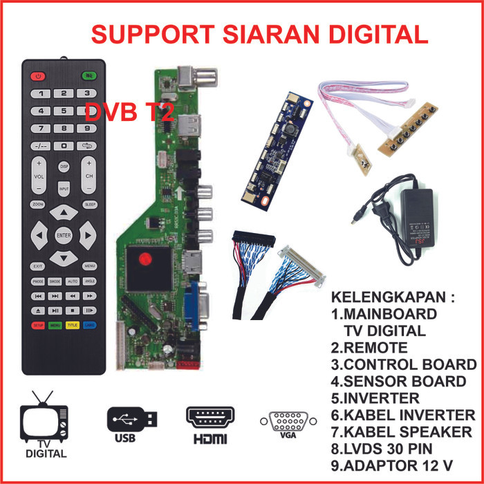 Universal LCD LED TV MainBoard Mesin DTV TV Digital Signal DVB-T2 DVB