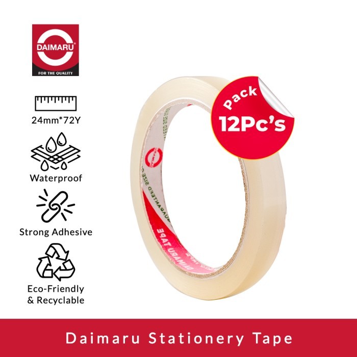 

Daimaru Stationery Tape / Selotip Bening 12Mm X 72Yard Dapat 12Pcs