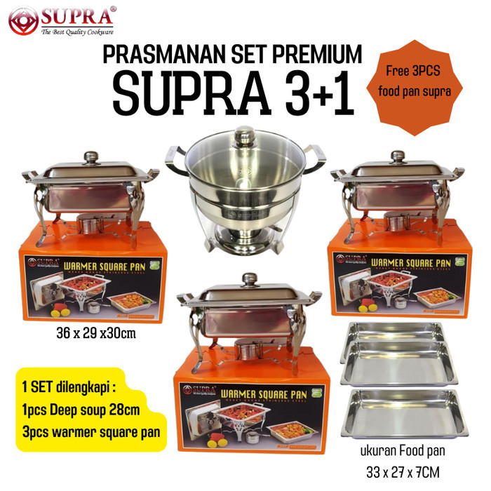 TERMURAH - Prasmanan set premium supra 3+1 Free food pan supra 3pcs