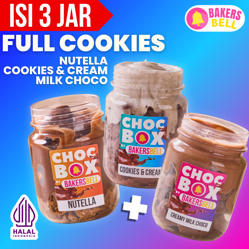 

[PAKET ISI 3] ChocBox Jar FULL COOKIES Bakersbell (Nutella + Creamy Milk Choco + Cookies & Cream)