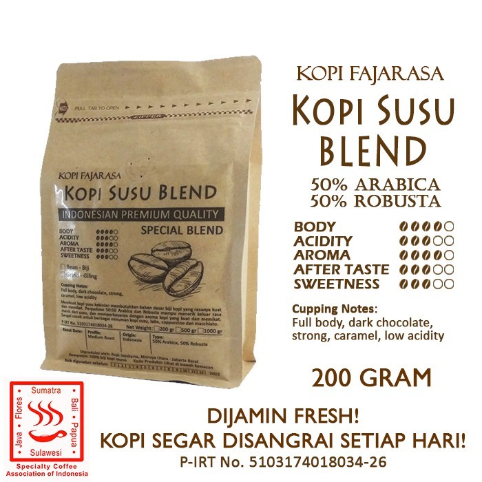 

Kopi Fajarasa Kopi Susu Blend Biji Kopi Espresso Blend 200 Gram