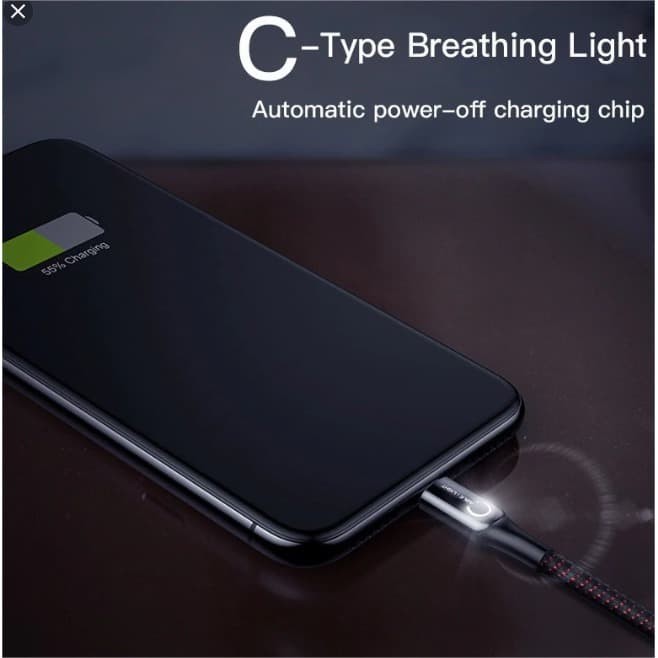 Kabel Data Usb Type C Baseus Automatic Power-Off 1M 2.4A Type-C