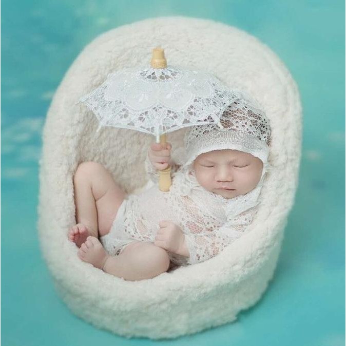Newborn Baby Photo Payung Lace Mini Properti Foto Bayi Fotografi LM99