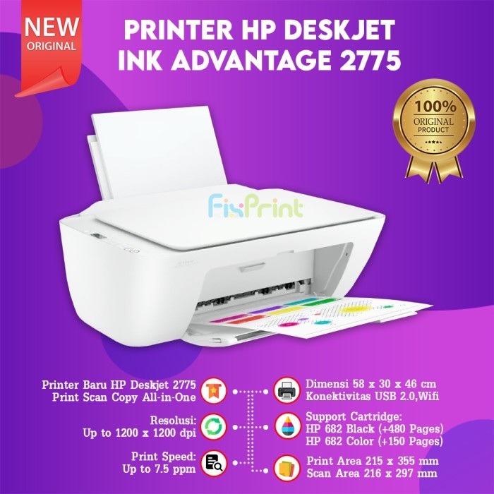 Printer HP Deskjet 2776 WiFi All in One Print Scan Copy WiFi Bluetooth