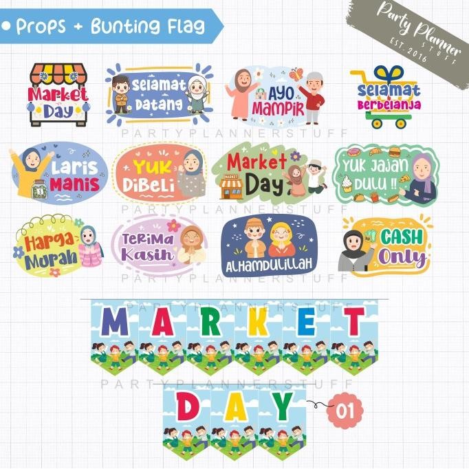 Market day aksesoris / props foto market day / fun props market day bahasa indonesia / hijab muslim 