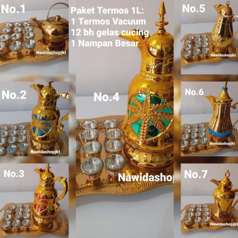 Paket Teko Alumunium / Stainless steel/ Termos ukuran 1L+ Nampan Kecil / Sedang / Besar + 1 lusin ge