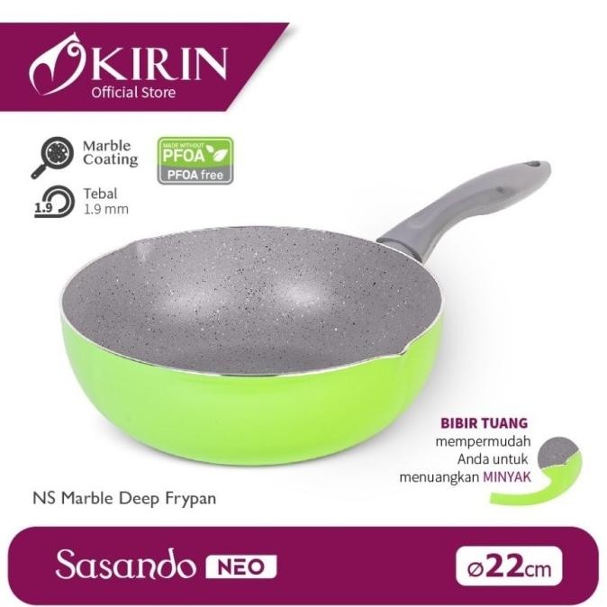 KIRIN MARBLE FRYPAN DEEP SASANDO NEO 22 CM MARBLE WAJAN 0412T