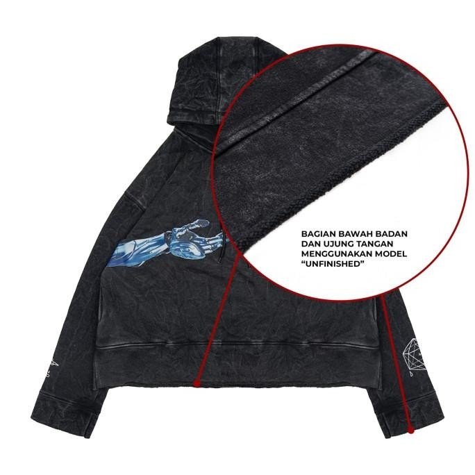 Promo Moxie Sweatshirt Washed Unisex Touch Black Washed Hoodie Crop