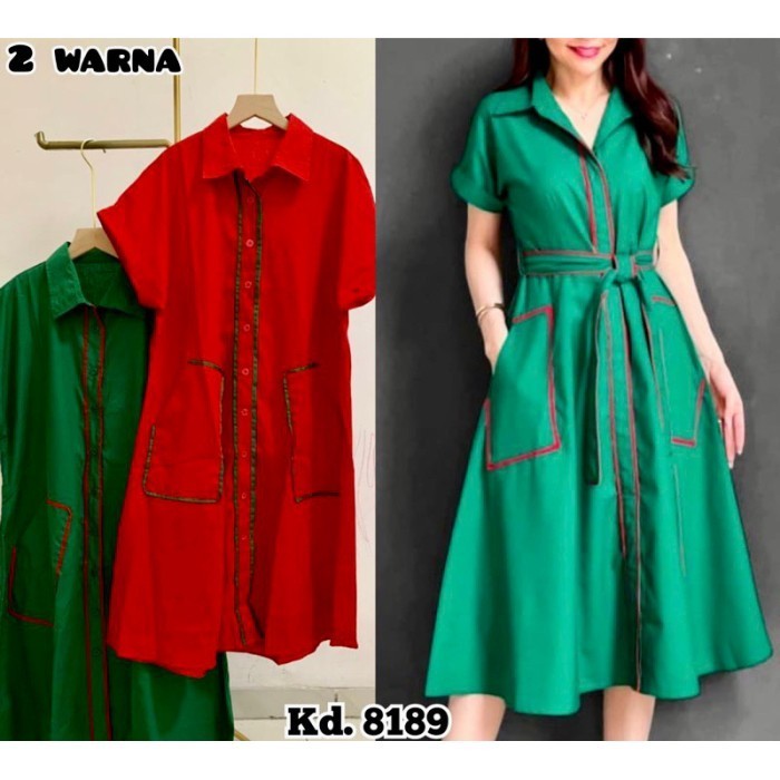 CHRISTMAS DRESS / DRESS NATAL MERAH HIJAU BOTOL CNY IMLEK TERBARU 8860