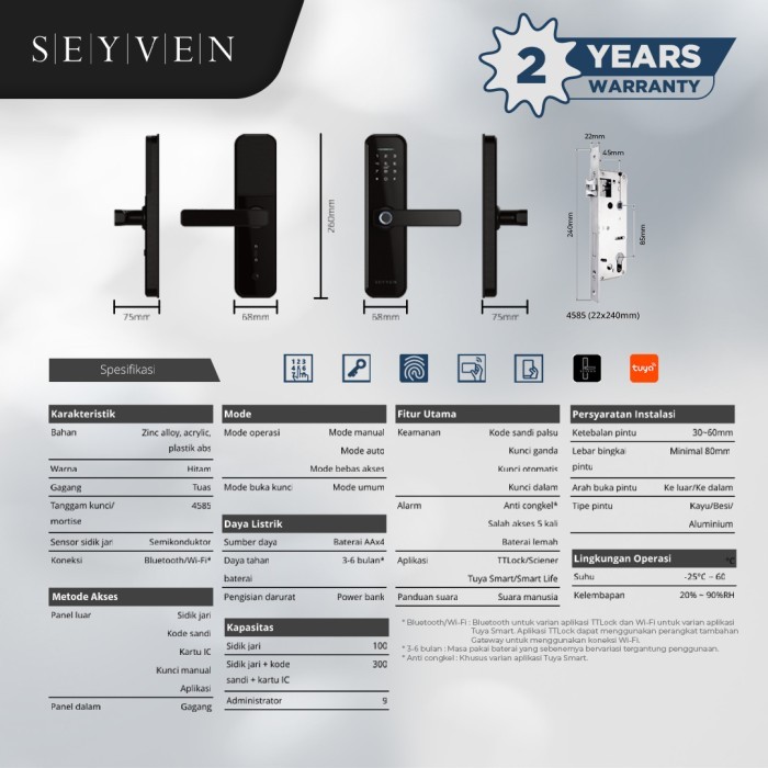 TERBARUUU SEYVEN SMART DOOR LOCK WATERPROOF DOOR LOCK WITH APP
