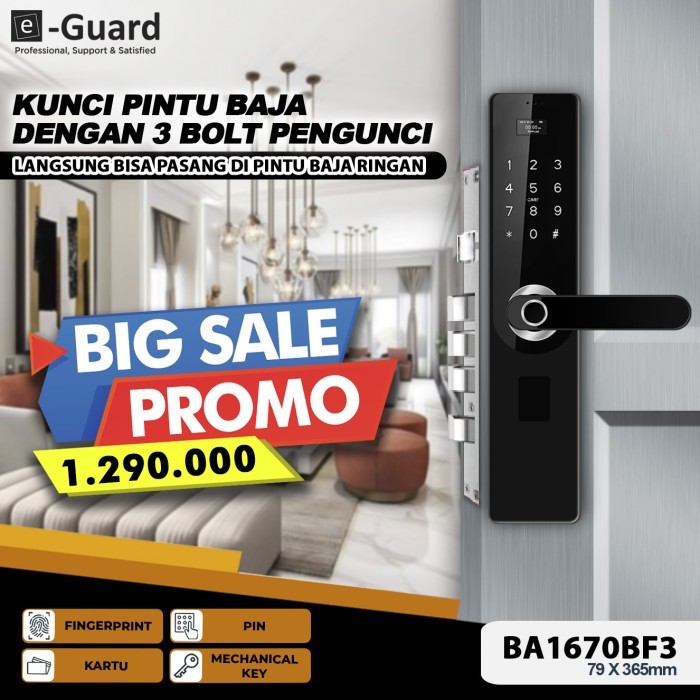 TERBARUUU e-Guard BA70B Smart Door Lock Handle Fingerprint Kunci Pintu Digital