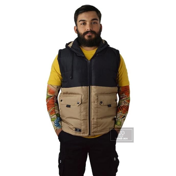 Sale Jaket Vest Rompi Hoodie Pria Wanita Casual Gn03 Beige Medium & Jumbo