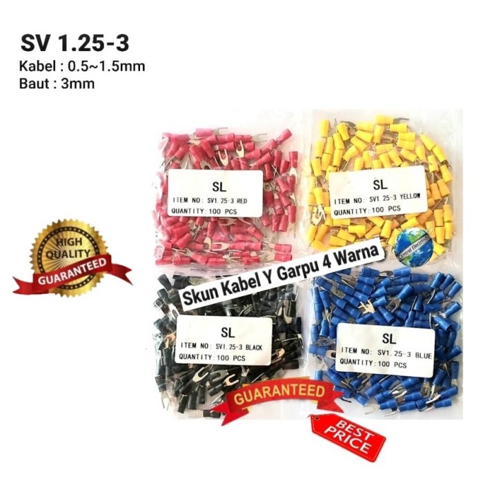 BERMUTU Skun Garpu Y Warna Berwarna Kabel 0,5mm 0,75mm 1mm 1,5mm 2,5mm 4mm 6mm