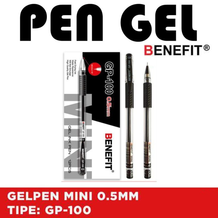 

HX576 Gel Pen/Pulpen Gel GP-100 "BENEFIT" Niddle Tip 0,5mm (1 Pack 12 Pcs) OBRAL