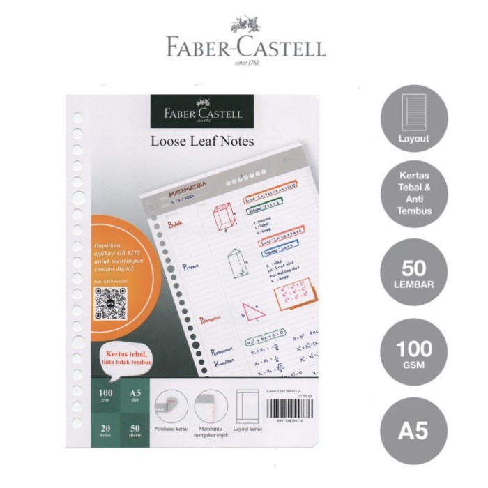 

ZU206 Faber Castell Loose Leaf Notes A5 / Isi Loose Leaf A5 50 lbr 100 gsm PROMO SPECIAL