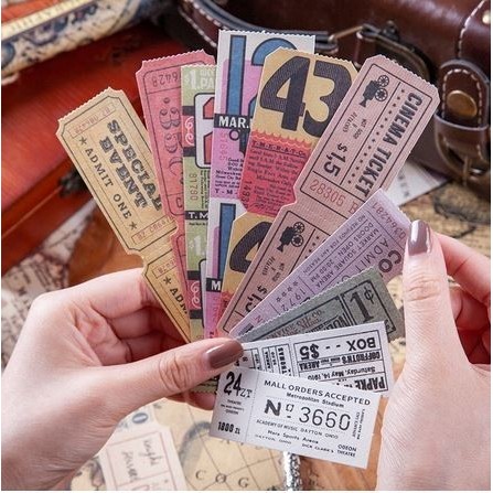 

RJ698 Vintage Ticket Paper for Journal Deco - Time Coupon Series (10pcs) SALE