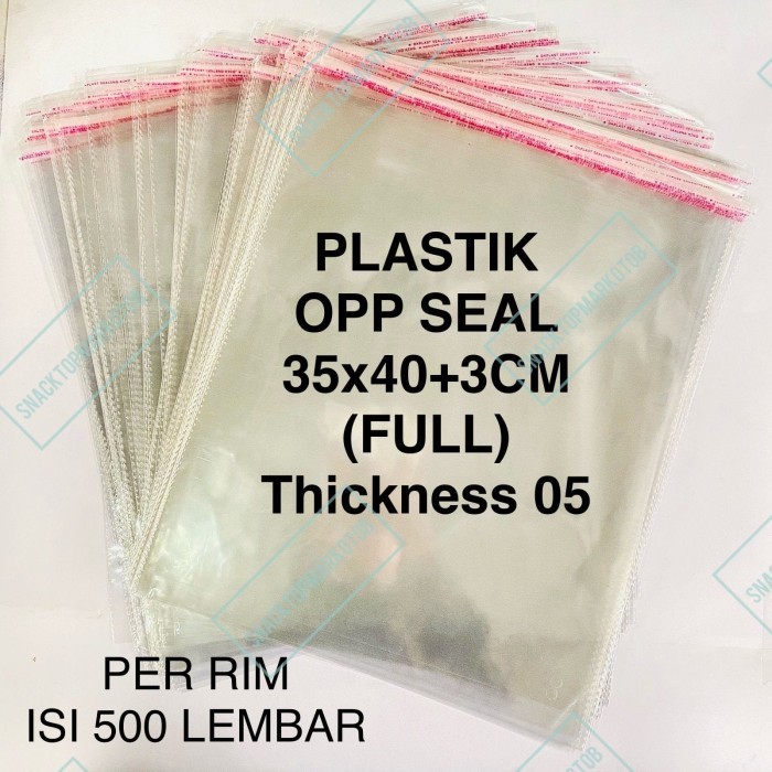 

Plastik OPP Seal / Lem 35x40+3CM 05 FULL / ISI 500 Lembar / VALUE TERBAIK