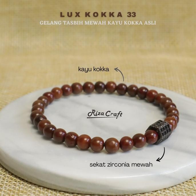 Lux Kokka Gelang Tasbih Mewah 33 Butir Kayu Kokka Kaukah Asli Original