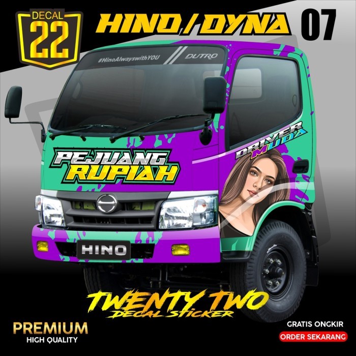 Stiker Truk Hino /Decal Stiker Truk Dyna Full Kabin Kode 07
