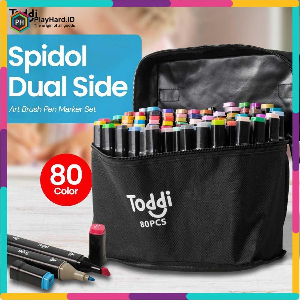 

Spidol Dual Side Fine Art Brush Pen Art Marker Set 80 Color