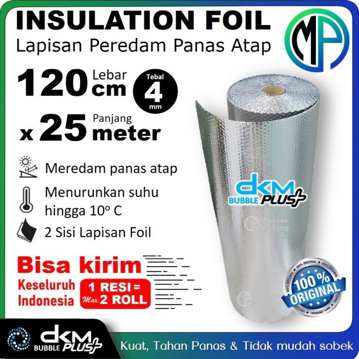 Bubble Alumunium Foil 120cm x 25m Insulation Foil Peredam Panas Atap